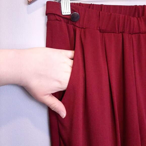 3/$20 Another Story Burgundy Ruched Ankle Pants Womens Size Small Red - Picture 3 of 13